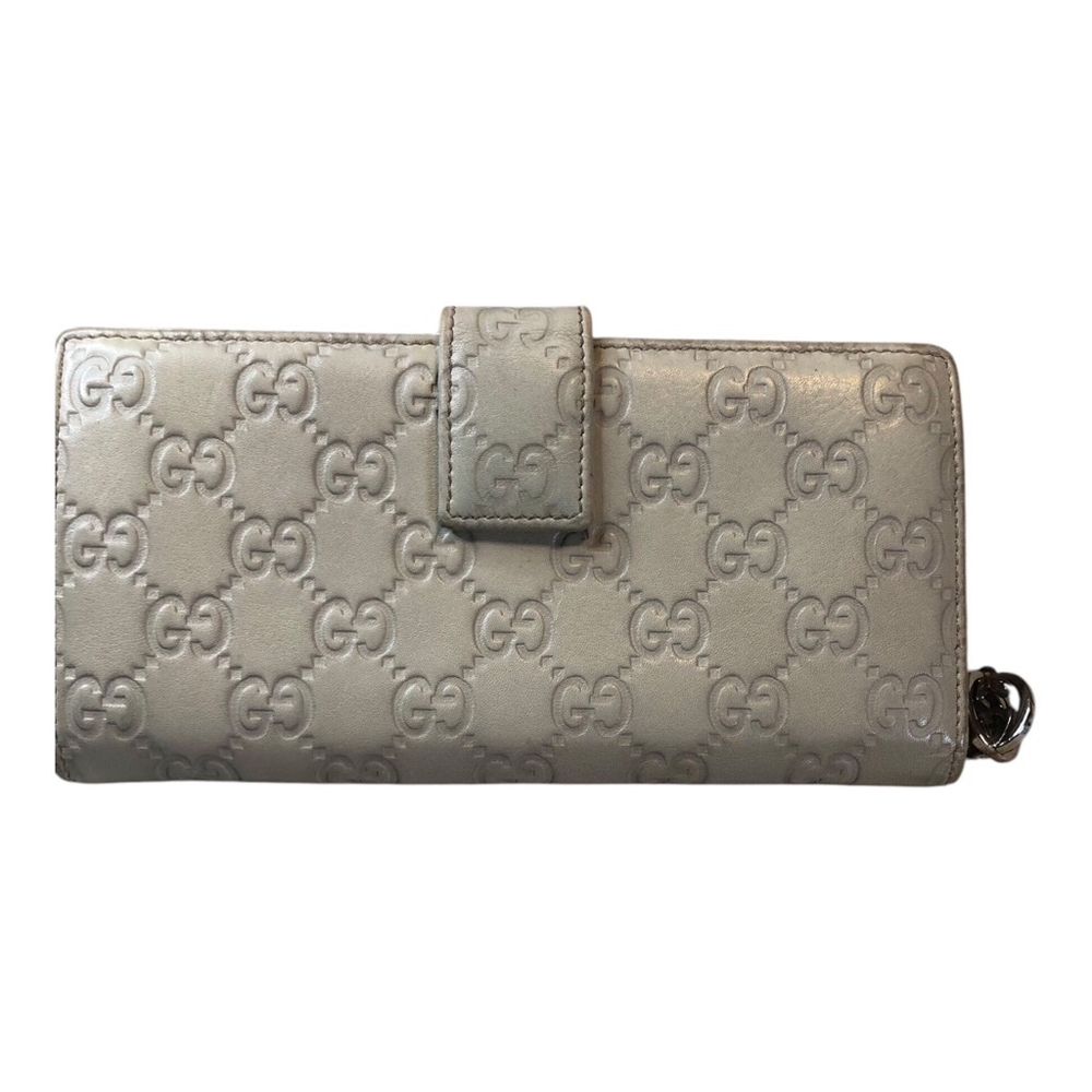GUCCI GUCCISSIMA Continental Flap Wallet with GG Zipper Pull- Taupe